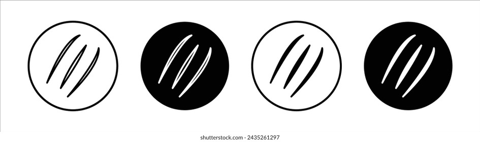 Claws scratches flat line icon set. Claws scratches Thin line illustration vector