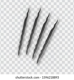 Claws scratches isolatedon transparent background Claws scratching animal beast vector illustration