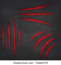 Claws scratches marks on black wall