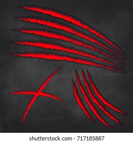 Claws scratches marks on black wall