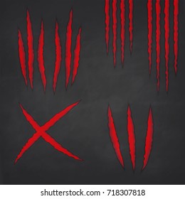 Claws scratches marks on black wall