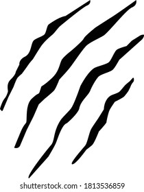 claws scratches on white background. black bloody claws animal scratch scrape track. cat tiger bear scratches paw.