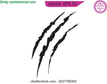 Claws scratches set icon, logo isolated on transparent background. Claws scratches icon isolated on white background, Claw sign vector Illustration. Traces of claw scratches. 