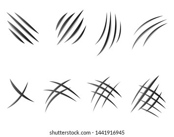 Claws scratches set isolated on white background. Vector animal claws scratches