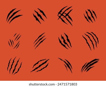 Claws scratches set vector illustration.