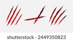 Claws scratches - vector isolated. Claws scratches animal claw tracks cat or tiger bear or lion attack nails scratches. Horror, halloween monster. Vector