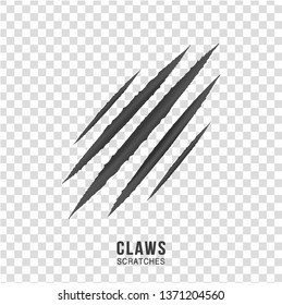 Claws scratches - vector isolated on transparent background. Claws scratching animal (cat, tiger, lion, bear) illustration. - Vector
