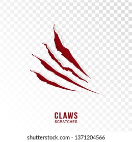 Claws scratches - vector isolated on transparent background. Claws scratching animal (cat, tiger, lion, bear) illustration. - Vector
