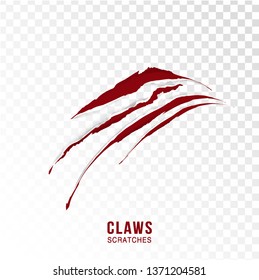Claws scratches - vector isolated on transparent background. Claws scratching animal (cat, tiger, lion, bear) illustration. - Vector