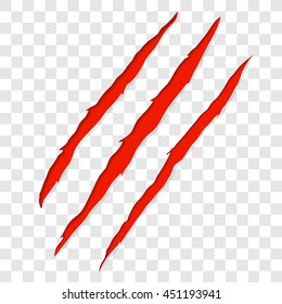 Claws scratching animal trails with red blood under skin vector lllustration with background