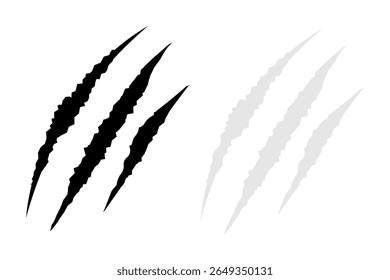 Garras rascando conjunto de iconos. Ilustración vectorial de diseño aislado sobre fondo negro, gris y blanco.