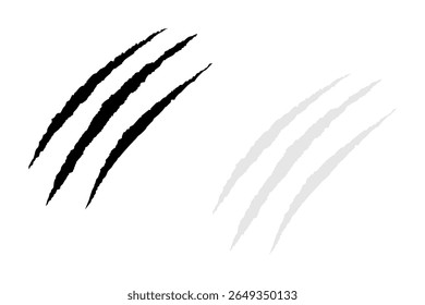 Conjunto de ícones de arranhões. Ilustração isolada de vetor de design em fundo preto, cinza e branco.