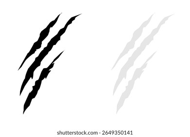 Claws scratching icon set. Isolated design vector illustration on black, gray and white background.