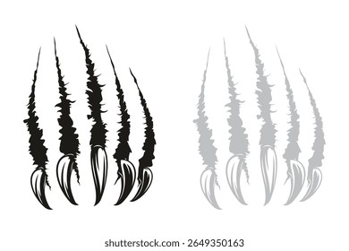 Conjunto de ícones de arranhões. Ilustração isolada de vetor de design em fundo preto, cinza e branco.