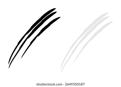 Claws scratching icon set. Isolated design vector illustration on black, gray and white background.