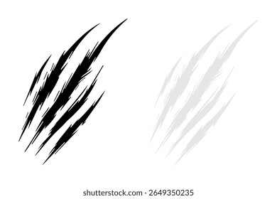 Claws scratching icon set. Isolated design vector illustration on black, gray and white background.