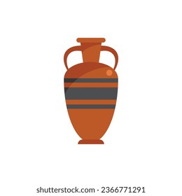 Clay amphora icon flat vector. Greek pot. Old pottery isolated