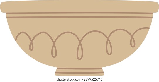 Clay Bowl Kitchen Utensil Vector Illustration
