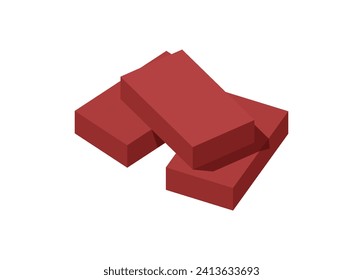 Clay bricks stack. Simple flat illustration in isometric view.