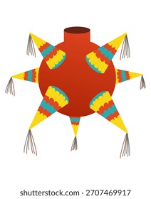 Una piñata es una olla de barro o cartón, o una estructura de alambre cubierta de papel maché, decorada con papel de color.