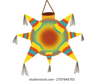Una piñata es una olla de barro o cartón, o una estructura de alambre cubierta de papel maché, decorada con papel de color.