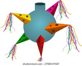 Una piñata es una olla de barro o cartón, o una estructura de alambre cubierta de papel maché, decorada con papel de color.