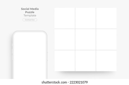 Clay Cellphone With Blank Social Media Puzzle Template. Vector Illustration