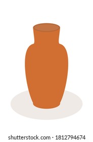 Clay ceramic kitchen utensils for food and drinks. Table earthenware. Ceramic jug. Kitchen tools. Vector image. Place for your text. Background image. Poster. Handmade.