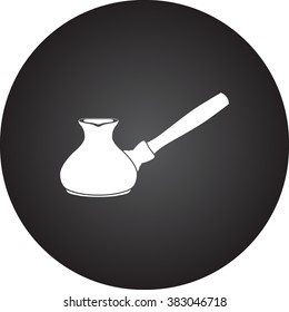 Clay cezve simple icon  on round background
