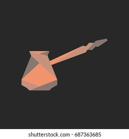 Clay cezve symbol polygon flat icon on background