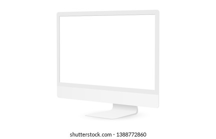 Clay computer monitor mockup – side view. Vector illustration