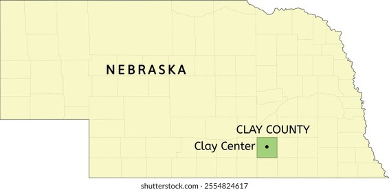 Clay County and city of Clay Center location on Nebraska state map