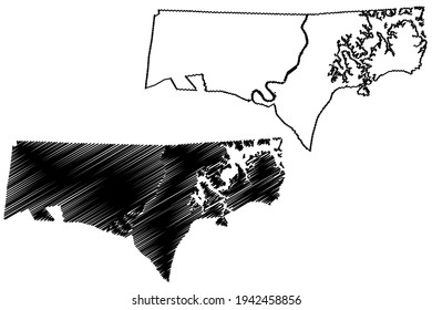 Clay County, State of Tennessee (U.S. county, United States of America) map vector illustration, scribble sketch Clay map