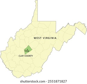 Clay County und Stadt Clay Lage auf West Virginia State Map