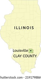 Clay County and village of Louisville location on Illinois state map