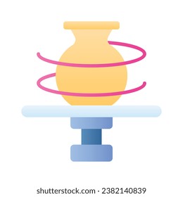 Clay crafting vector design in modern style, making pottery with rotary technique