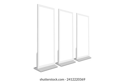 Clay Digital Signage With Blank Screen, Perspective Side View, Isolated On White Background. Vector Illustration