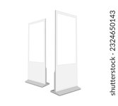 Clay Digital Signages With Blank Screens, Side Perspective View. Vector Illustration