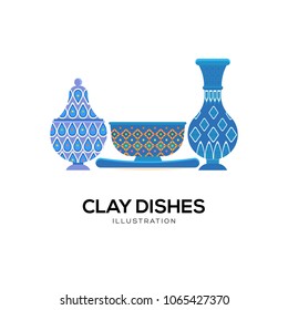 Clay dishes vector illustration symbol object. Flat icon style concept design 