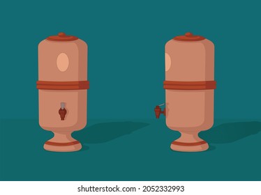 Clay filter for water, brown on a green background