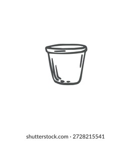Maceta de arcilla, ilustración gráfica de Vector suministros de jardín. Envase de cerámica para la planta de la casa. Dibujado a mano doodle elemento de ilustración de floricultura aislado. Clipart para la tarjeta, etiqueta engomada, textil.