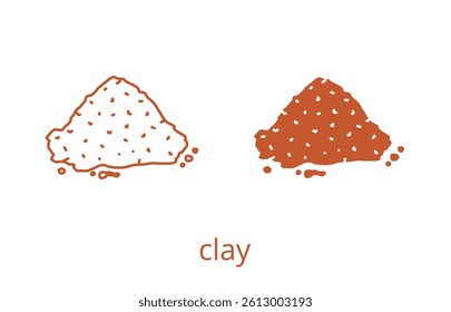 Clay icon, line editable stroke and silhouette