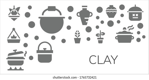 Tonsymbol-Set. 11 gefüllte Tonsymbole. Inklusive Pot-, Amphora-, Potterie-Symbole