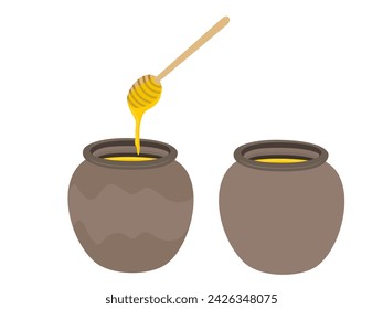 A clay jar filled with honey.