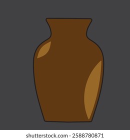 clay jar icon flower pot shape flat style