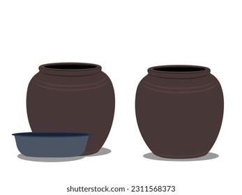 Clay jar on white background.