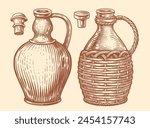 Clay Jars for wine and oil. Hand drawn sketch vintage vector illustration