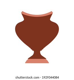 Clay jug ceramic pottery vector antique jar. Isolated clay vase old icon illustration. Brown jug amphora pottery flat object. Cartoon traditional greek vase with pattern symbol. Simple greece sign