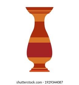 Clay jug ceramic pottery vector antique jar. Isolated clay vase old icon illustration. Brown jug amphora pottery flat object. Cartoon traditional greek vase with pattern symbol. Simple greece sign