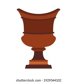 Clay jug ceramic pottery vector antique jar. Isolated clay vase old icon illustration. Brown jug amphora pottery flat object. Cartoon traditional greek vase with pattern symbol. Simple greece sign